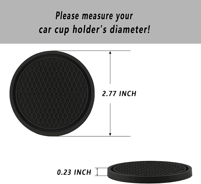 ZSDY Car Cup Coaster, 4PCS Universal Auto Non-Slip Cup Holder Embedded in Ornaments Silicone Coaster, Car Interior Accessories Sets, Grey