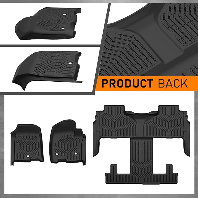 G-PLUS TPE Floor Mats Fit 2021-2025 Chevy Tahoe & GMC Yukon 7-Seat | w/ 2nd Row Bucket Seats,All Weather Protection,Non-Slip,Custom Fit Floor Cargo Liner,TPE Full Coverage,Black