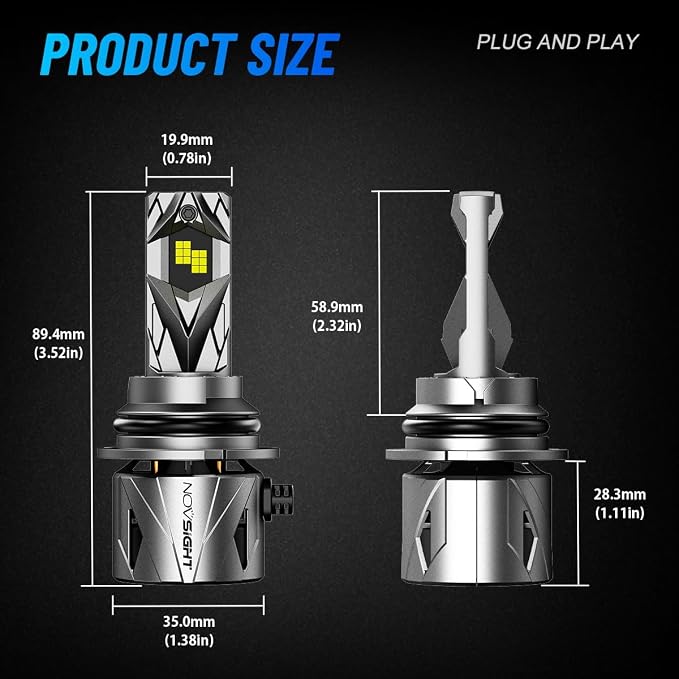 NOVSIGHT π΅π¬π¬π³/πππ± Fog Bulbs Upgrade, 900% Brighter 95,000LM, 240W Performance, Enhanced Cooling, 5-Min Installation, 100,000+ Hour Lifespan, IP68 & CANBUS Compatible, Pack of 2