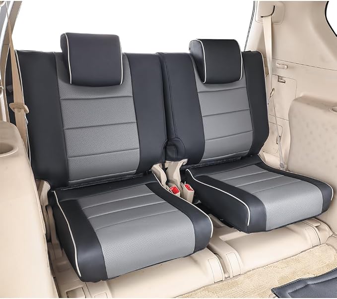 EKR Car Seat Covers Custom Fit for Toyota 4Runner(5 Seats) Full Set | for Toyota 4Runner 2003-2009(Manual Front Seats)Full Wrap,Airbag Compatible,Waterproof Pet-resistant,Faux Leather(Black/Gray)