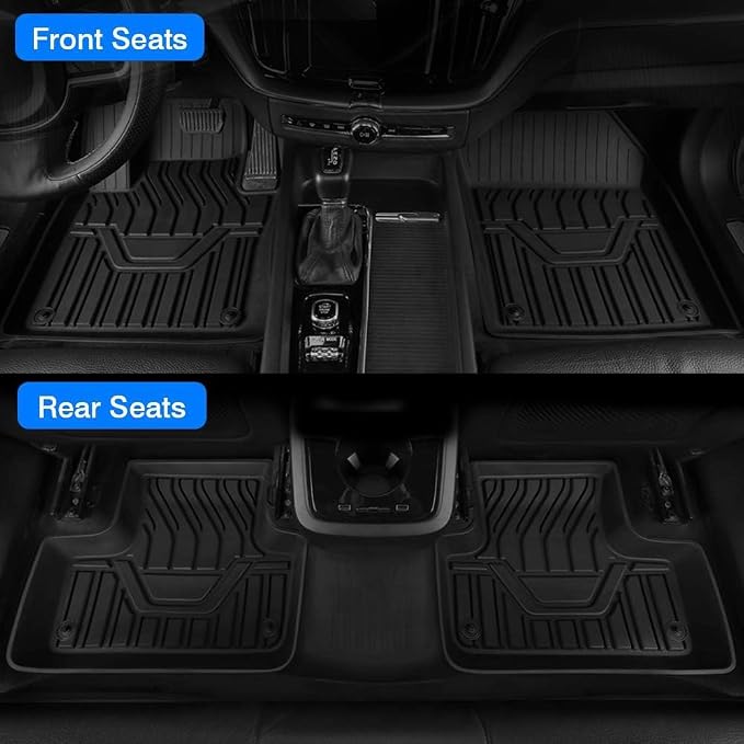 Mixsuper XC60 Floor mats-Floor mat for Volvo XC60 2018-2026(Not for Hybrid or PHEV),All Weather TPE Rubber Floor Liners Protection for XC60 Accessories,2 Row Anti-Slip Car Mats, Black