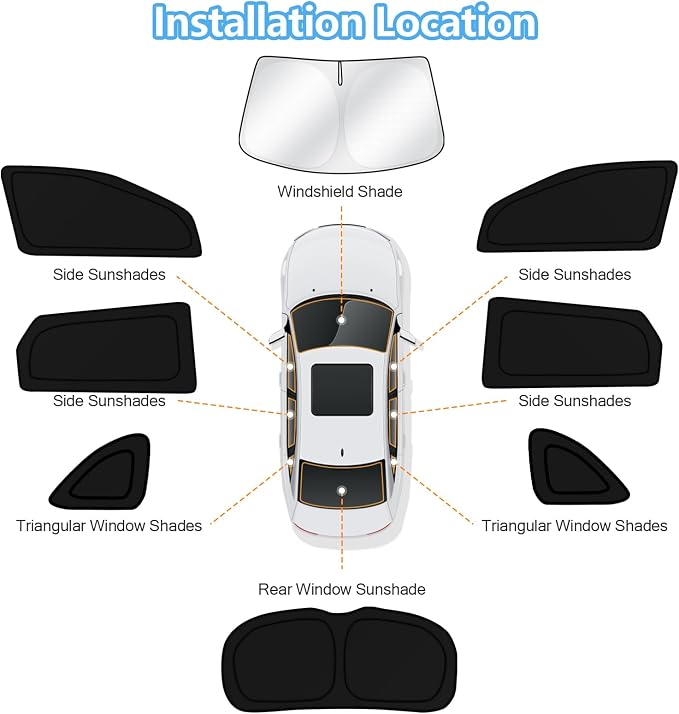 KUST Car Window Shades for Hyundai Tucson 2016-2020 2021 Windshield Sun Shade Side Window Cover UV Block Privacy Protection Accessories for Camping Blackout Rear Back Full Set 8PCS