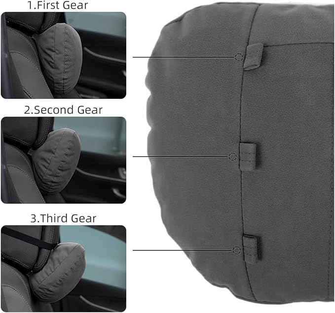 2 Pcs Car Headrest Neck Pillow for Driving,Universal Premium Suede Leather Soft and Comfortable Headrest,Two Gears of Height Adjustment Car Seat Headrest Pillow Car Interior Accessories