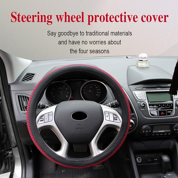HAOBO Elastic Stretch Steering Wheel Cover, 15 Inch Automotive Steering Wheel Cover, Comfy Breathable Stretch Steering Wheel Protector, Ice-Silk Cloth Polyester Steering Wheel Cover for Men Women