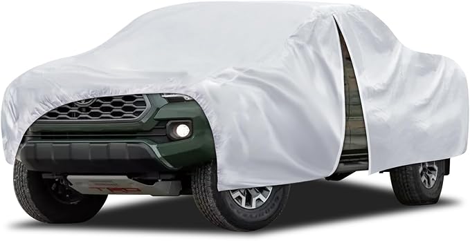 Truck Cover Waterproof All Weather, 6 Layers Pickup Cover Fit for Toyota Tacoma, Ford Ranger, Chevrolet Colorado, Nissan Frontier (T1 Fit Truck Length Up to 220 inch)
