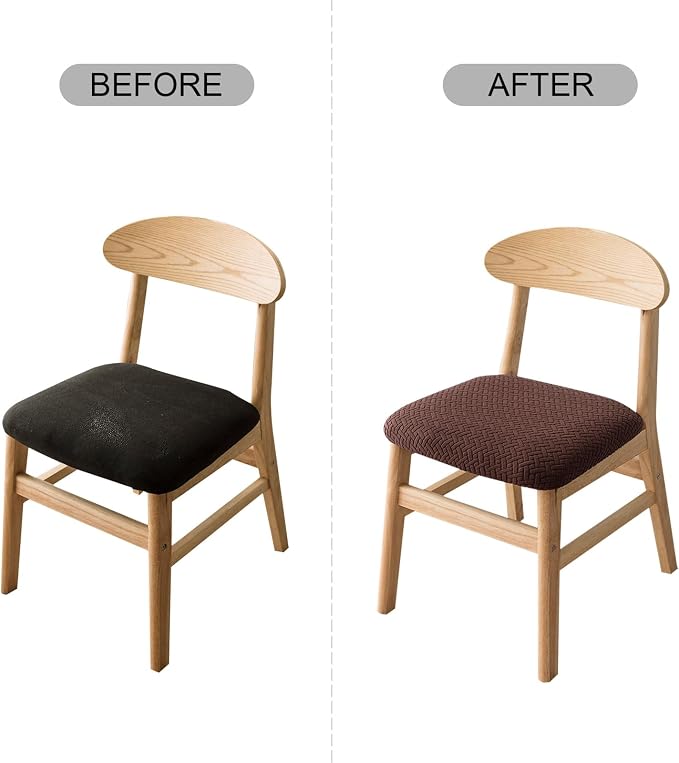 Genina Seat Covers for Dining Room Chair Seat Slipcovers Kitchen Chair Covers (Chocolate, 2 Pcs)