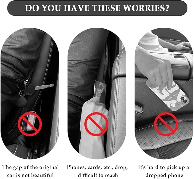 Junecarp 2PCS Car Seat Gap Filler - Elastic Car Seat Gap Filler Organizer Universal for Truck SUV Car Between Seat and Console - Prevent Items from Droping - Add Style to Your Car Accessories