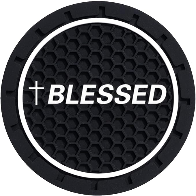 2Pcs 2.75 Inch Cross Jesus Christian Car Cup Holder Coaster Insert Diameter Oval Tough Vehicle Travel Auto Blessed Car Accessories