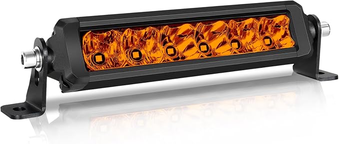 8 Inch Light Bar Amber, SWATOW INDUSTRIES 8" Slim Light Bar Amber Fog Lights Spot Flood Offroad Lights for Heavy Foggy/Rainy Driving for ATV UTV Dirt Bike Motorcycle Truck Pickup