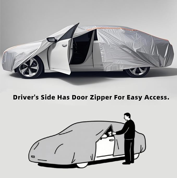 Custom Fit BMW 5 Series Car Cover for 528i 530i 535i 540i M5 M550i M550 2007-2025 Outdoor Waterproof Car Cover All Weather with Door Zipper Cotton Lining Rain Sun Snow Protection