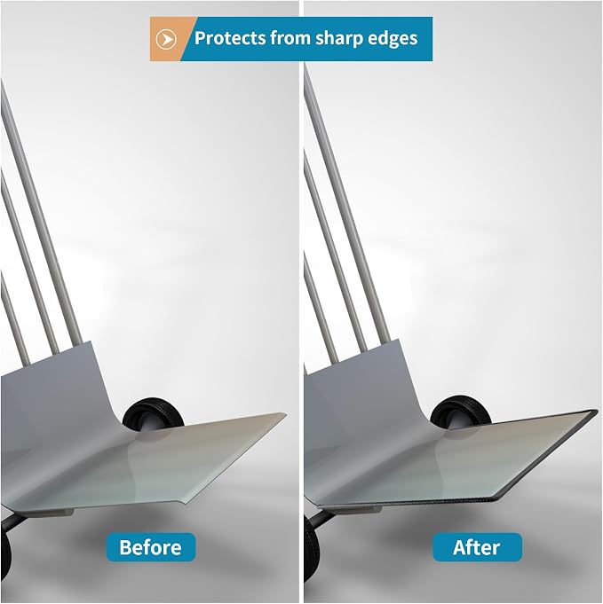 Rubber Edge Trim Guard 10ft/3m, Adhesive Free Door Edge Protector, U Shape Edge Seal Strip with Embedded Metal Clips Fits 3/64" to 1/8" Thick Edges (Black)
