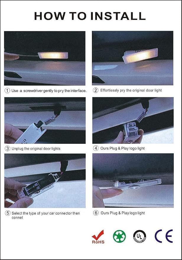 4 Pcs Car Welcome Lights, LED Door Projector Lights, Car Door Light Replacements, Puddle Lights for 1/2/3/4/5/6/7 Replaceable with X1/X2/X3/X4/X5/X6/X7/M/Z/GT/I3