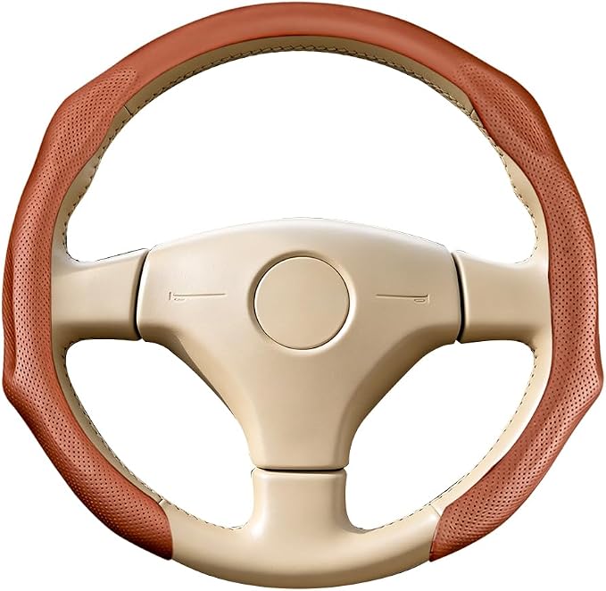 Car Steering Wheel Cover, Comfortable Grip Non-Slip Breathable Vehicle Steering Wheel Protector, Automotive Interior Decoration Accessories, Universal Fit (Orange)
