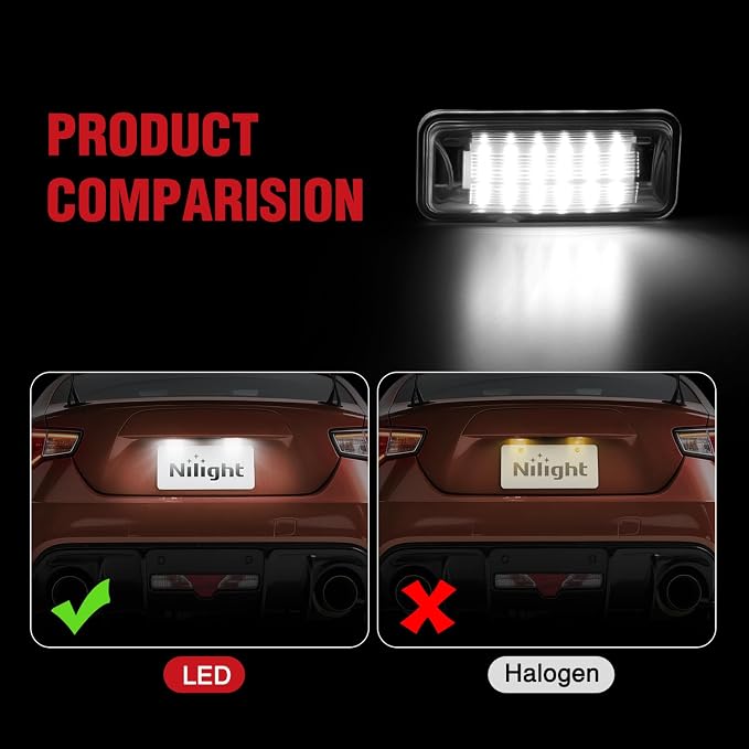 Nilight License Plate Lights Compatible with 2012 2013 2014 2015 2016 2017 2018 2019 2020 TOYOTA 86 with Black housing 6000K White 2PCS Pack