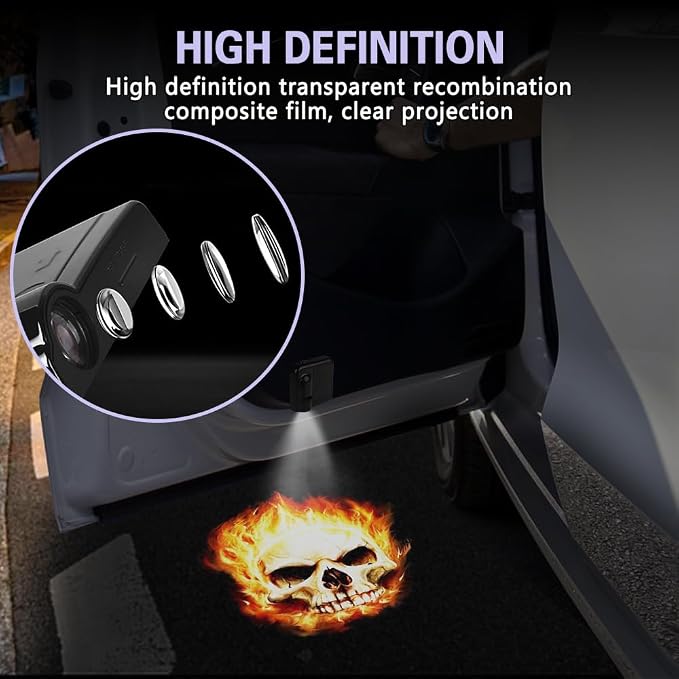 Zufoty 2PCS Car Door Light Projector, Wireless LED Car Door Paste Welcome Courtesy Light, LED Courtesy Ghost Shadow Welcome Lamp, Universal Car Accessories Fits Most Car SUV Truck