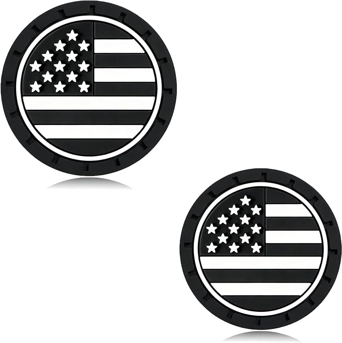 2Pcs 2.75 Inch America Flag Car Cup Holder Coaster Insert Tough Auto America Flag Car Accessories