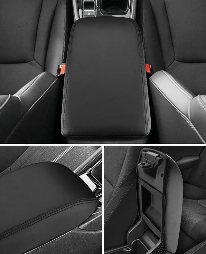 INTGET for 2026 Honda Accord Accessories Center Console Armrest Cover 2023 2024 2025 Leather Arm Rest Box Lid Middle Console Seat Cover Protector(Black Stitches,2023+)