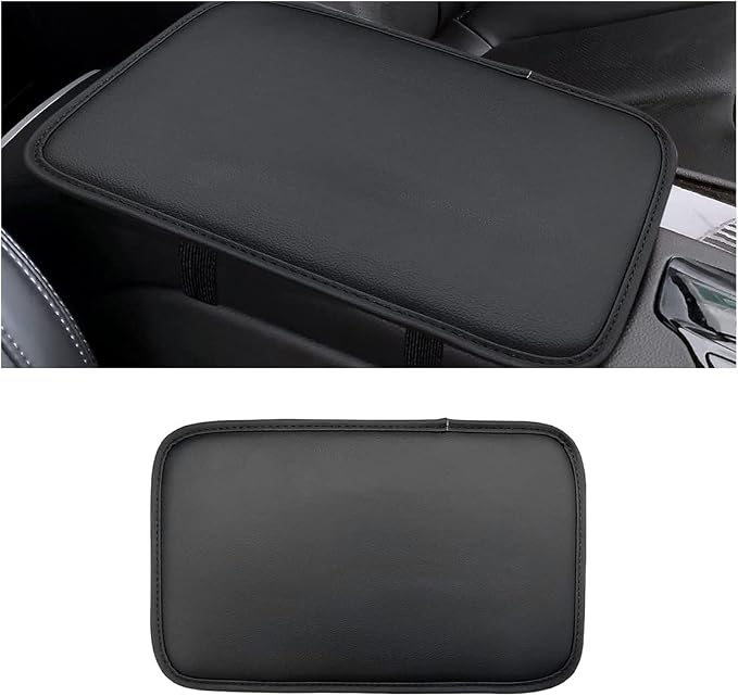 8sanlione Leather Center Console Cushion Pad, 11.4"x7.4" Waterproof Armrest Seat Box Cover Fit for Most Cars, Vehicles, SUVs, Comfort, Car Interior Protection Accessories (Black/Skin)