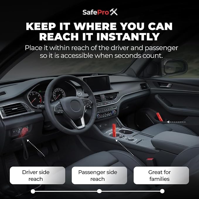 SafeProX 2 in 1 Emergency Escape Tool, Life Saving Car Window Breaker & Seatbelt Cutter - Car Window Hammer for Quick Accident Aid & Safety on The Go with Seat Belt Cutter. (Pack of 2)