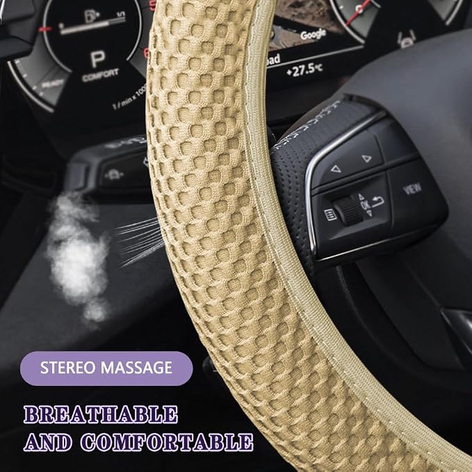 Elastic Stretch Steering Wheel Cover, Steering Wheel Cover, 15" Breathable Auto Steering Wheel Protector, Universal Car Accessories Comfortable Non-Slip Vehicle Steering Wheel Covers for Women Men