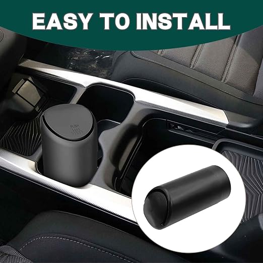 1 PCS Car Trash Can with Lid, 2.5" x 6.2" Soft Silicone Embedded Durable Vehicle Storage, Car Trash Can Cup Holder, Suitable for Most Cars, SUVs and Trucks (Black)
