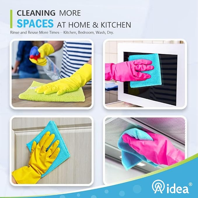 AIDEA Microfiber Cleaning Cloth-8PK, Microfiber Towels for Cars 12"x16" | Soft Absorbent Cleaning Rags, Reusable Microfiber Towel Lint-Free Streak-Free for House, Kitchen, Window Multicolor