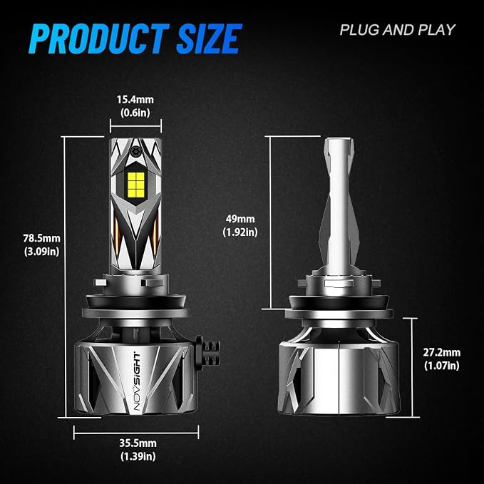 NOVSIGHT πππ/ππ΅/ππ΄ Fog Bulbs Upgrade, 900% Brighter 95,000LM, 240W Performance, Enhanced Cooling, 5-Min Installation, 100,000+ Hour Lifespan, IP68 & CANBUS Compatible, Pack of 2