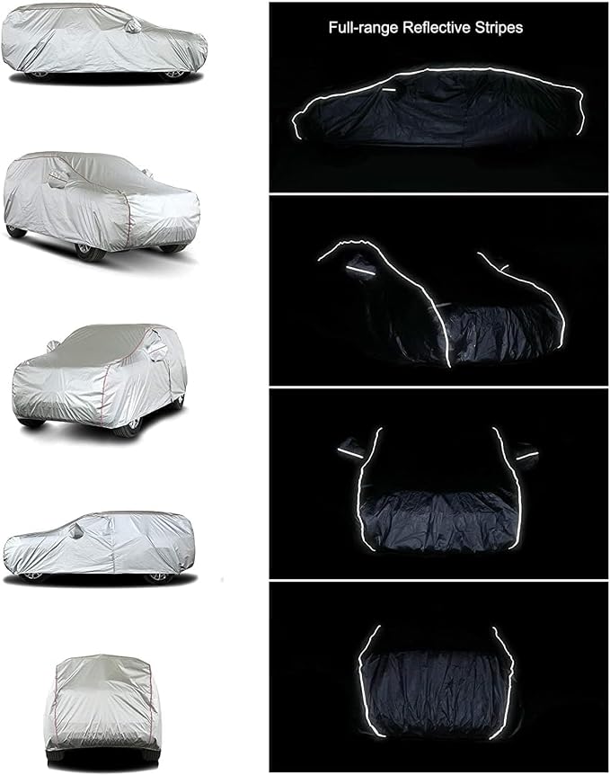 Tecoom Hard Shell Waterproof Car Cover, Zipper Design for All Weather, UV-Proo and Windproof, Fits 206-215 Inches Full-Size SUV/Van, Indoor Outdoor Use