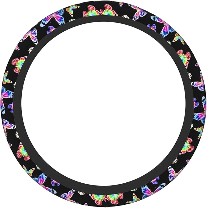 Butterfly Pretty Bright Steering Wheel Cover For Women Men Girls Car Accessories Decor Anti-Slip Neoprene Auto Steering Wheel Covers Protector Universal 15 Inch