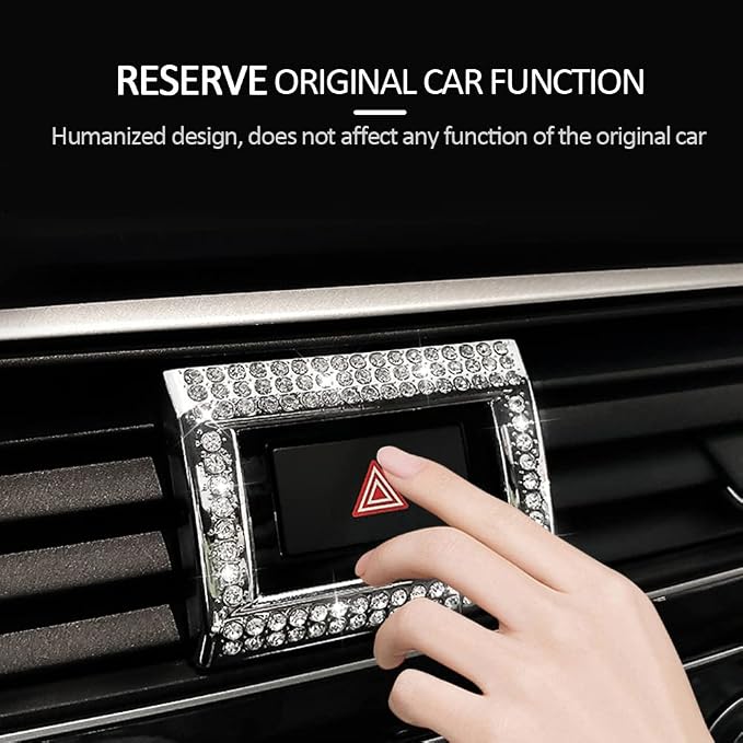 Bling Hazard Warning Button Cover Sticker Compatible with Honda 10th gen Honda Civic/Accord (2018-2022) Zinc Alloy Crystal Warning Light Decal