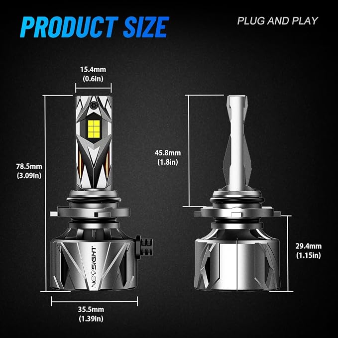 NOVSIGHT π΅π¬π¬π±/πππ― Fog Bulbs Upgrade, 900% Brighter 95,000LM, 240W Performance, Enhanced Cooling, 5-Min Installation, 100,000+ Hour Lifespan, IP68 & CANBUS Compatible, Pack of 2