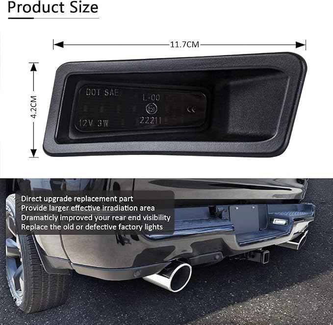 D-Lumina LED License Plate Light Tag Lamp Assembly Smoke Lens Compatible with 2019 2020 2021 2022 2023 Dodge Ram 1500, 6000K White Tag Lights, Pack of 2