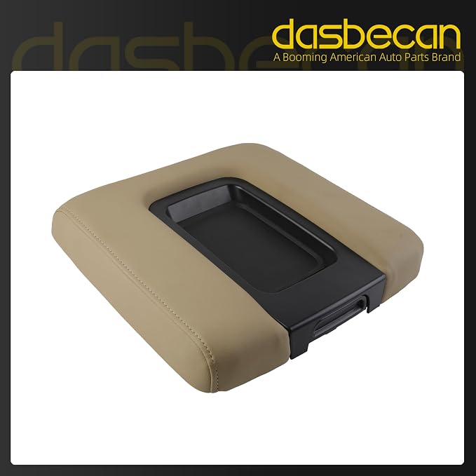 Dasbecan Center Console Lid Compatible with 2014-2018 Chevy Chevrolet Silverado/GMC Sierra 1500 2500HD 3500HD Front Center Console Armrest Lid with Liner Mat Replace# 22881398(Beige)