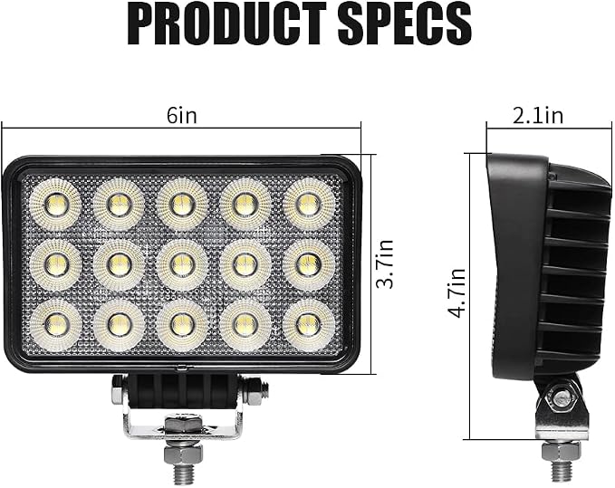 Exzeit 120W 6 Inch Trator Work Light, 10400Lms Excavator Flood Light Offroad Lighting fits Farm Tractor Engineer Truck, 12/24V