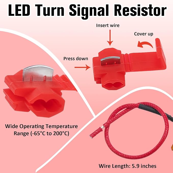 2Pcs 50W 6Ohm Load Resistors LED Turn Signal, LED Load Resistor Kit for Fix LED Bulb Fast Hyper Flash Turn Signal Blink Error Code (Black)