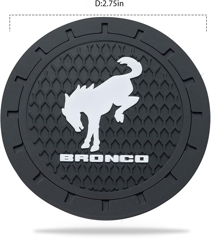 Car Cup Holder Coaster for Ford Bronco Sport Recessed Silicone Cupholder Coaster Interior Accessories 2.75in 2Pack Black
