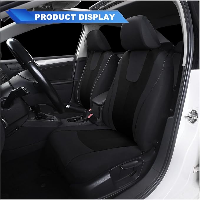 ZIMISI 4PCS Car Front Seat Covers, Comfort Breathable Vehicle Seat Protector Cover, Universal Automotive Interior Accessories for Car, SUV, Truck (Black)