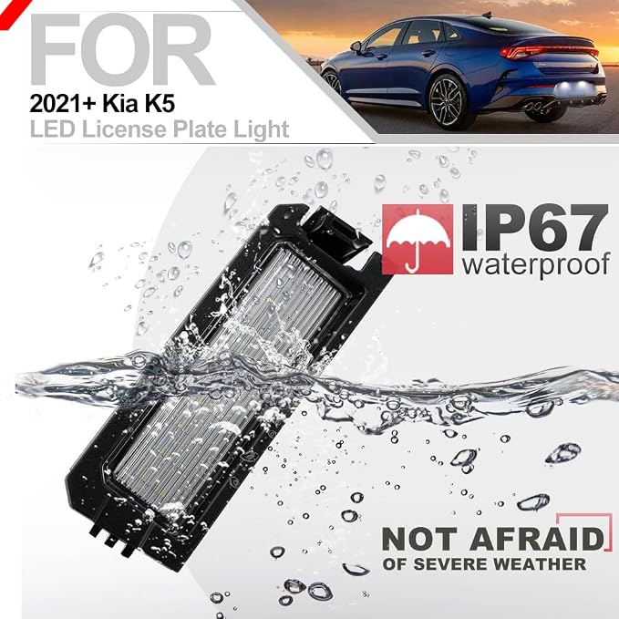 K5 Led License Plate Light for 2017 2018 2019 2020 2021 2022 2023+ Kia K5 Rio Niro Cadenza 6500K Xenon White Error Free Led Rear Tag Number Plate Lamps OEM 92501-F6000