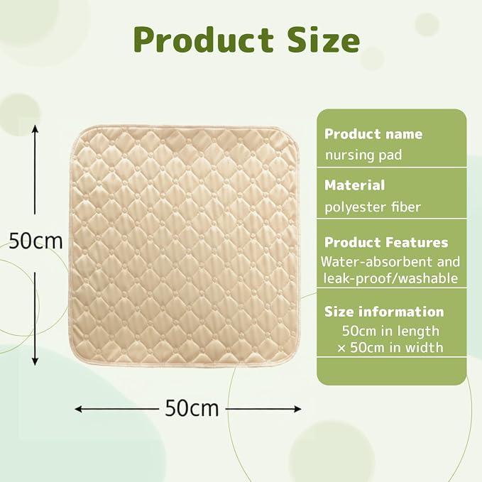 Non-Slip Absorbent Waterproof Chair Pads for Incontinence 19.7“ x 19.7”, Reusable Washable Waterproof Chair Covers, for Adults, Seniors,Children, Pet, Wheelchair, Car Seat(Light Coffee 3-Pack)