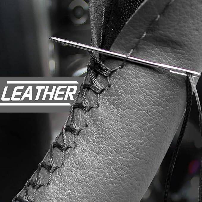 AUTOXBERT 38cm/15 Inch Hand Sewing Steering Wheel Cover Breathable Anti-Slip Leather Steering Wheel Cover for Nissan Qashqai Toyota Camry RAV4 VW Golf | Breathable, Anti-Slip Steering Wheel Cover for Nissan Qashqai Toyota Camry RAV4 VW Golf