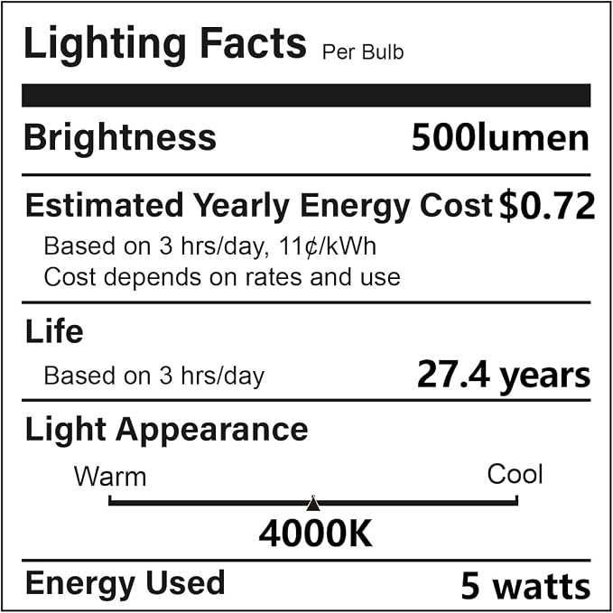 8-Pack LED Bathroom Light Bulbs, 4000K Natural White Night Light Bulb, Non Dimmable Makeup Mirror Lights for Bedroom, E26 Medium Screw Base