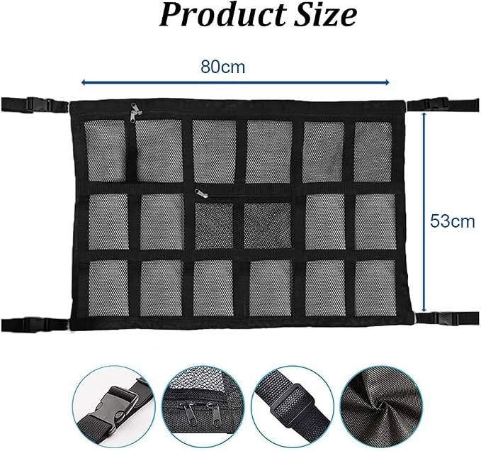 Car Ceiling Cargo Net for Lexus GX 470 LX 470 LX570, Car Overhead Storage Mesh Organizer, Adjustable Buckle Roof Storage, Auto Cargo Organizer, Interior Accessories, 80 * 53