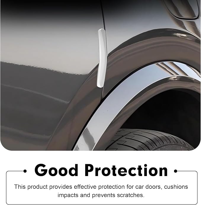 4PCS Silicone Car Door Edge Guards, Car Door Anti-Collision Guards, Universal Silicone Car Door Bumper Guard, Adhesive Bumper Scratch Guards for Auto, Sedans, Trucks, SUVs(White)