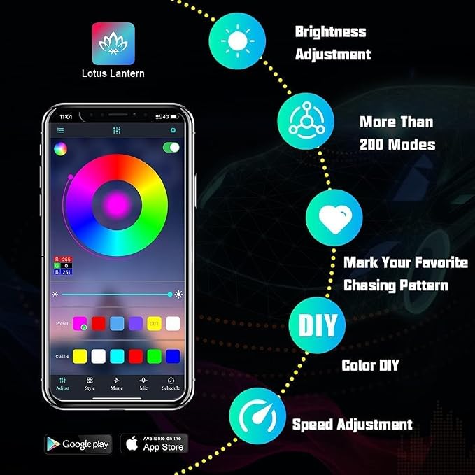 SUNPIE Rock Lights, 6 Pods RGB LED Rock Lights Underglow kit with APP/Remote Control & Music Mode, Waterproof Underglow Light kit for Car Jeep ATV UTV SUV Pickup Off Road RZR