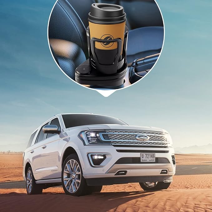 Multifunctional Car Cup Holder, All Purpose Adjustable Large Cup Holder (Carbon Black)