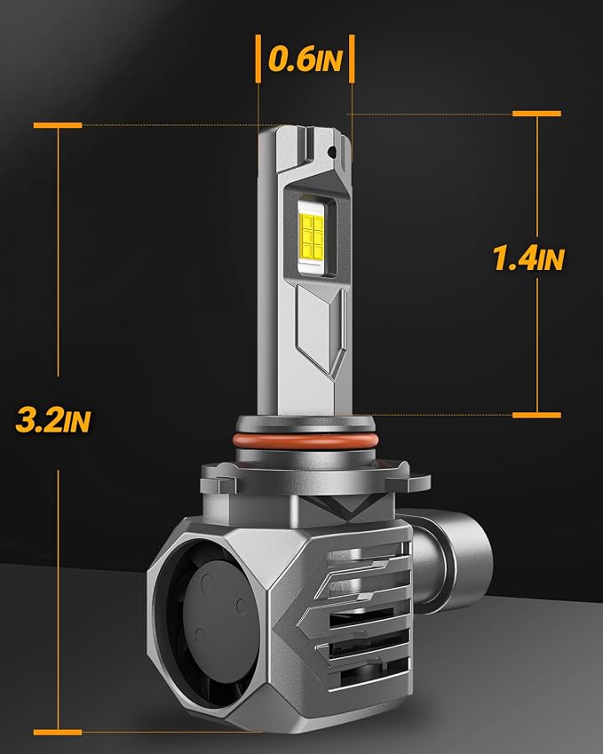 SEALIGHT 𝟗𝟎𝟎𝟓 𝐇𝐞𝐚𝐝𝐥𝐢𝐠𝐡𝐭 𝐁𝐮𝐥𝐛𝐬 Brightest Bulbs 60000Hrs Lifespan for ATVs & Powersports Wireless with Cooling Fan, Diamond White 60000LM Output, 1:1 Size Plug-N-Play, Pack of 2