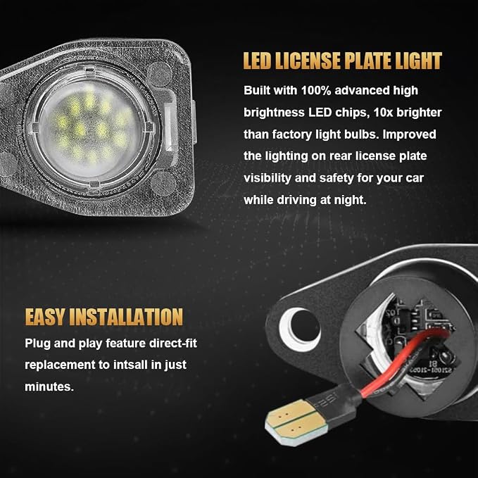D-Lumina LED License Plate Light Tag Lamp Assembly for 2003-2014 Expedition, 1996-2007 Taurus, Freestar Freestyle Mercury Sable Monterey Lincoln Avaiator Navigator, 6000K White Tag Lights, Pack of 2