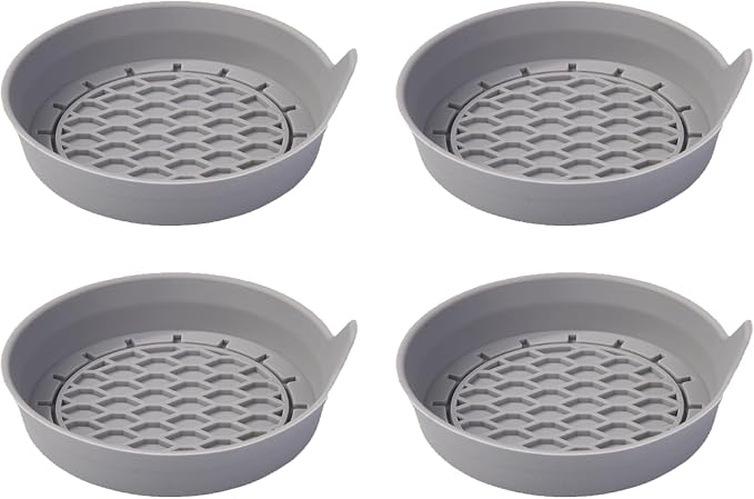 4PCS Car Cup Holder Coaster, Silicone Non-Slip Vehicle Cup Holder Insert Pads, Automotive Interior Insulation Drink Cup Mats Decor Accessories, Universal for SUV, Sedan, Truck (Gray)