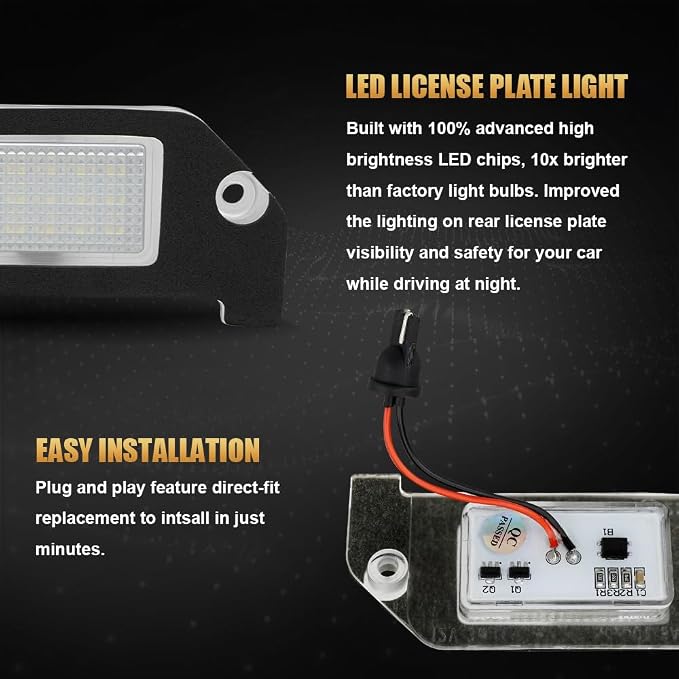 D-Lumina LED License Plate Light Tag Lamp Assembly for 2005-2014 Dodge Charger, 2008-2014 Dodge Challenger, 2005-2014 Chrysler 300, Dodge Avenger Magnum Dart, 6000K White Tag Lights, Pack of 1