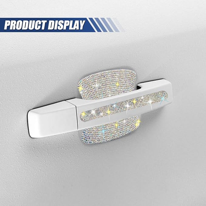 ZIMISI 10PCS Bling Car Door Handle Protector, Crystal Rhinestone Anti-Scratch Car Bowl Decoration Sticker Decal, Universal Auto Exterior Door Protective Covers Accessories for Women (Colorful)